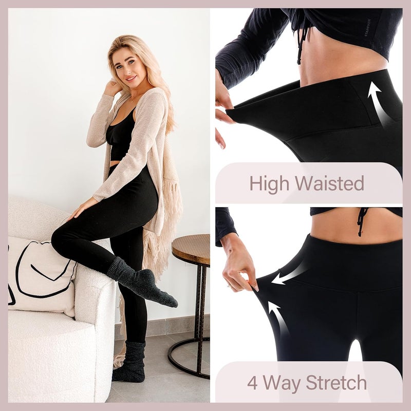 Walifrey Fleece Lined Leggings Women 2 Pack, Women's High Waisted Thermal Warm Winter Leggings for Workout - Image 4